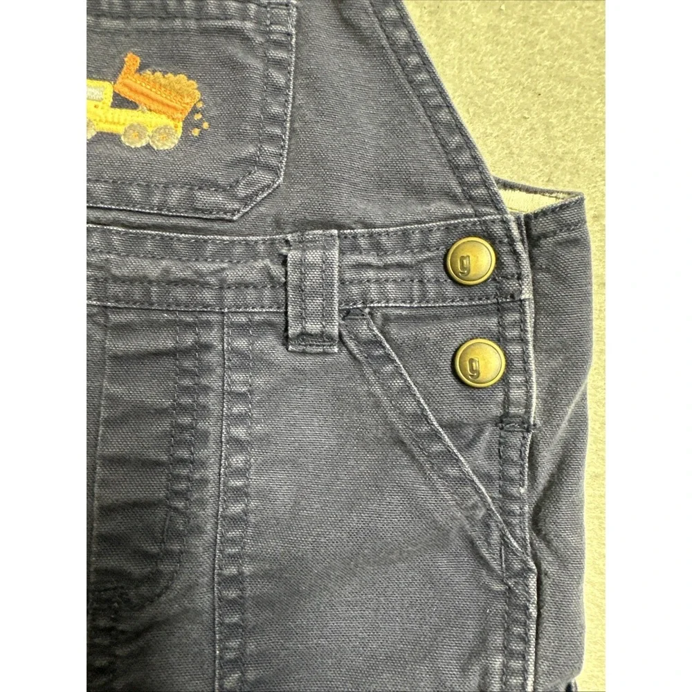 GYMBOREE Boys Navy Shortalls Embroidered Dump Truck Overalls 3-6 Months